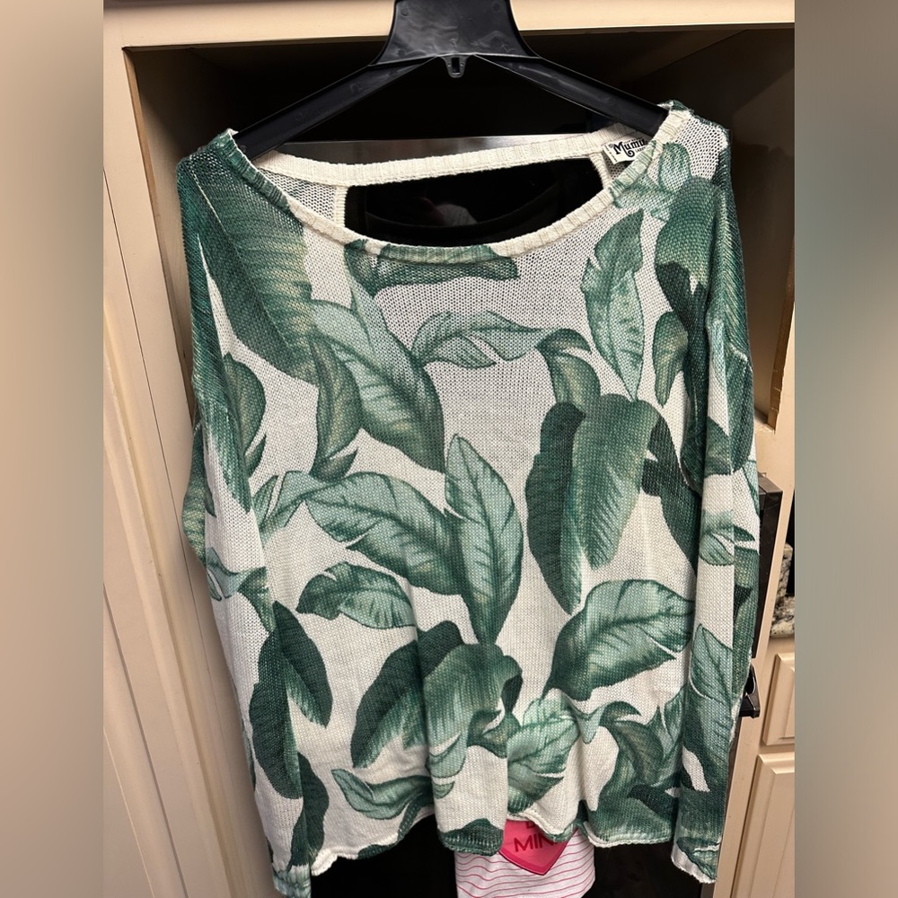 SHOW ME YOUR MUMU PALM PRINT OPEN BACK SWEATER